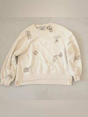 NWT Scotch and Soda Embroidered Cream Graphic Sweatshirt